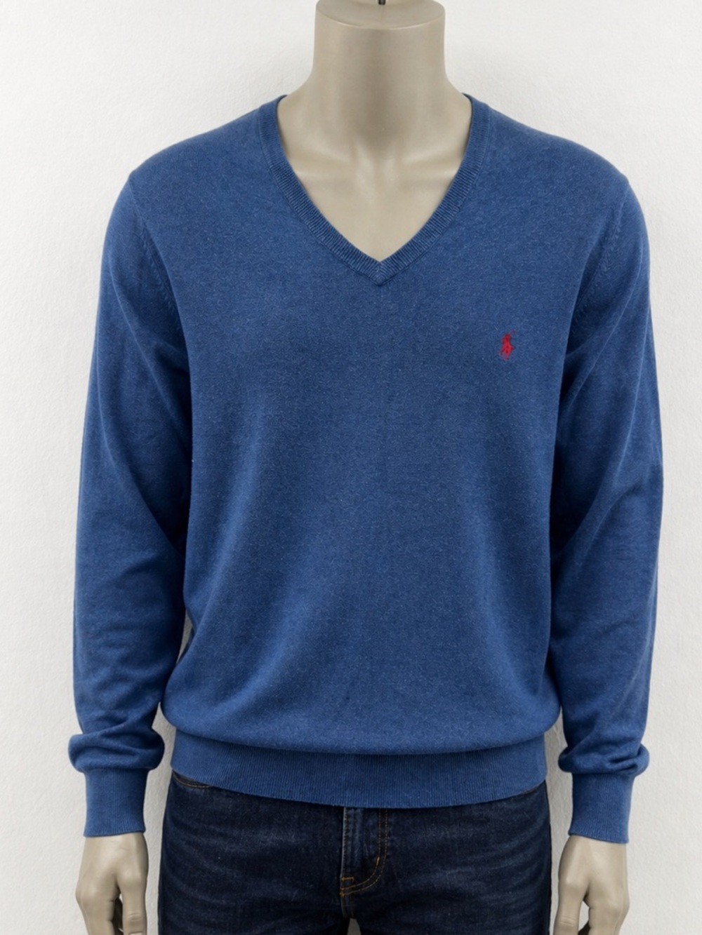 Polo Ralph Lauren V Neck Sweater Mens XXL 2XL Blue Pullover Pima Cotton Classic